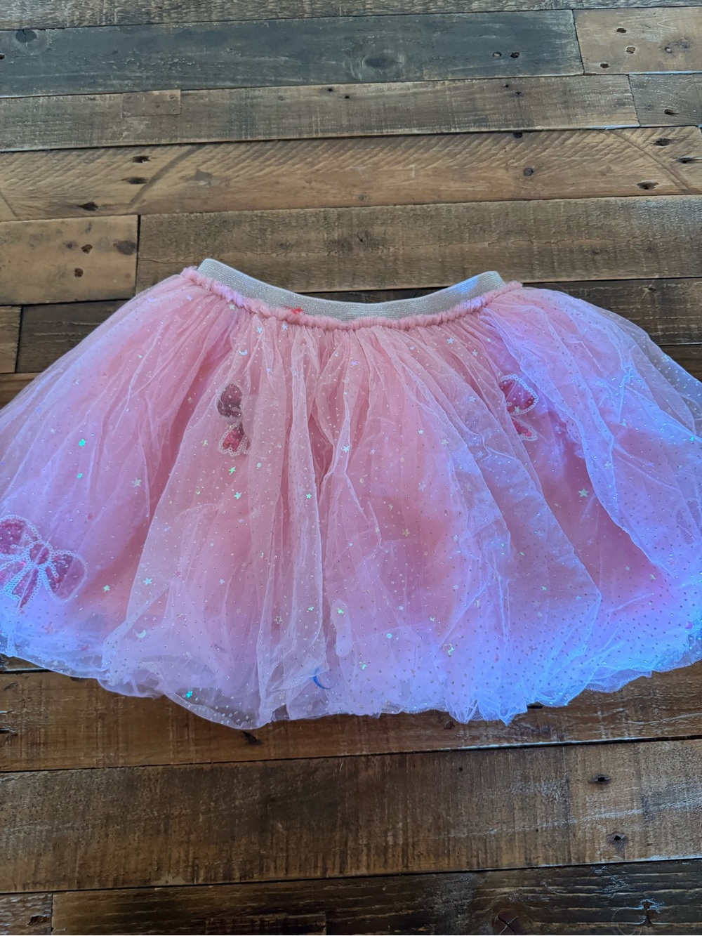Lola + The Boys Pink Glitter Tulle Skirt with Bow Details